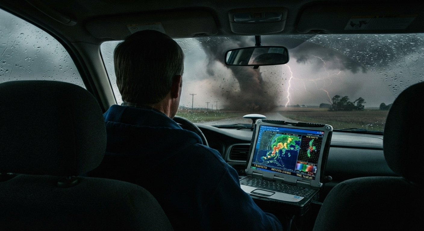 Der Sturm (The Storm) - Dark storm clouds gathering over a dramatic wind-swept landscape. Illustration by Shawn Frandsen